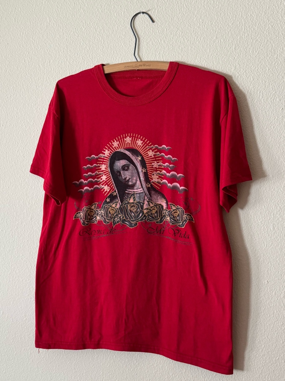 Vintage Virgen de Guadalupe Graphic Tee Red Chicano T Shirt
